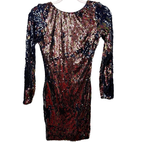 Dress the Population NWOT Lola Black Multi Sequin Bodycon Dress XS - Picture 6 of 16